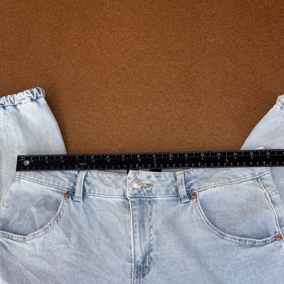 High Waisted Cropped Barrel jeans Light Blue Women's 90’ baggy boho - Picture 5 of 11